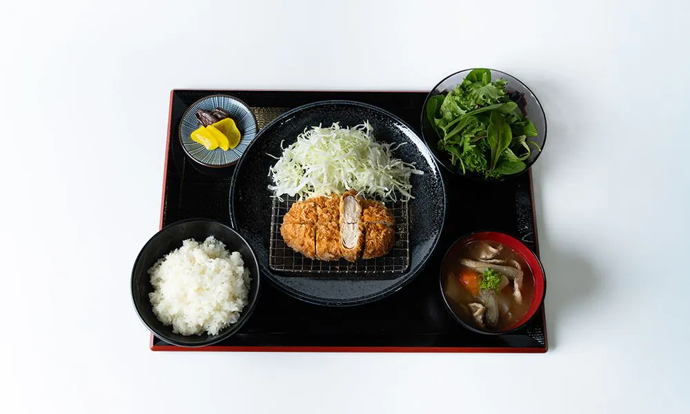 Crispy pork cutlet set with side salad at KimuKatsu, a Japanese Restaurant in Torrance
