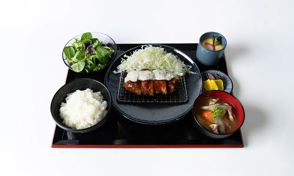 Creamy pork cutlet set with chawanmushi and side salad at KimuKatsu, a Japanese Restaurant in Torrance